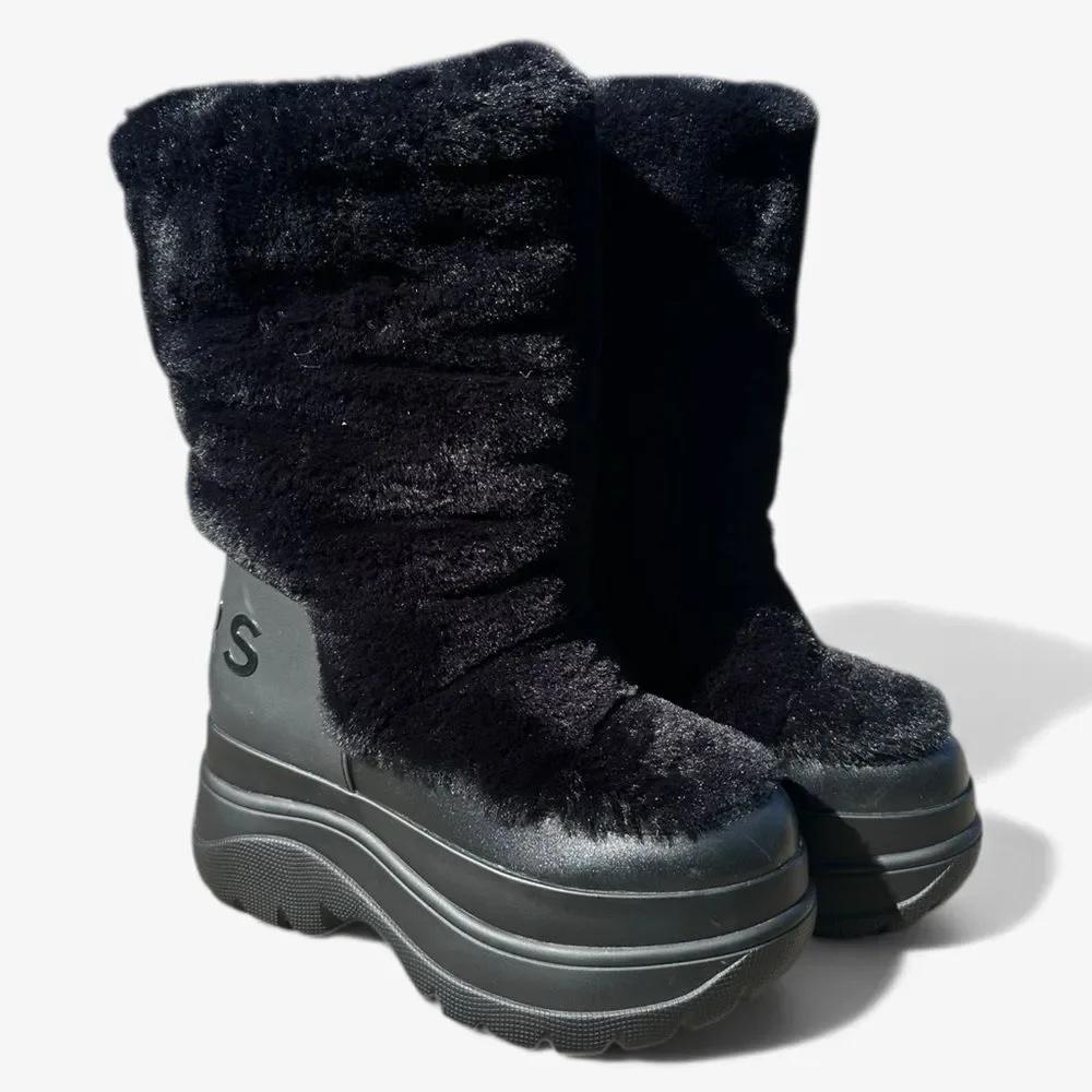 Michael Kors Gamma Black Faux Fur Platform Boots Size 5 Chunky Winter Minimalist